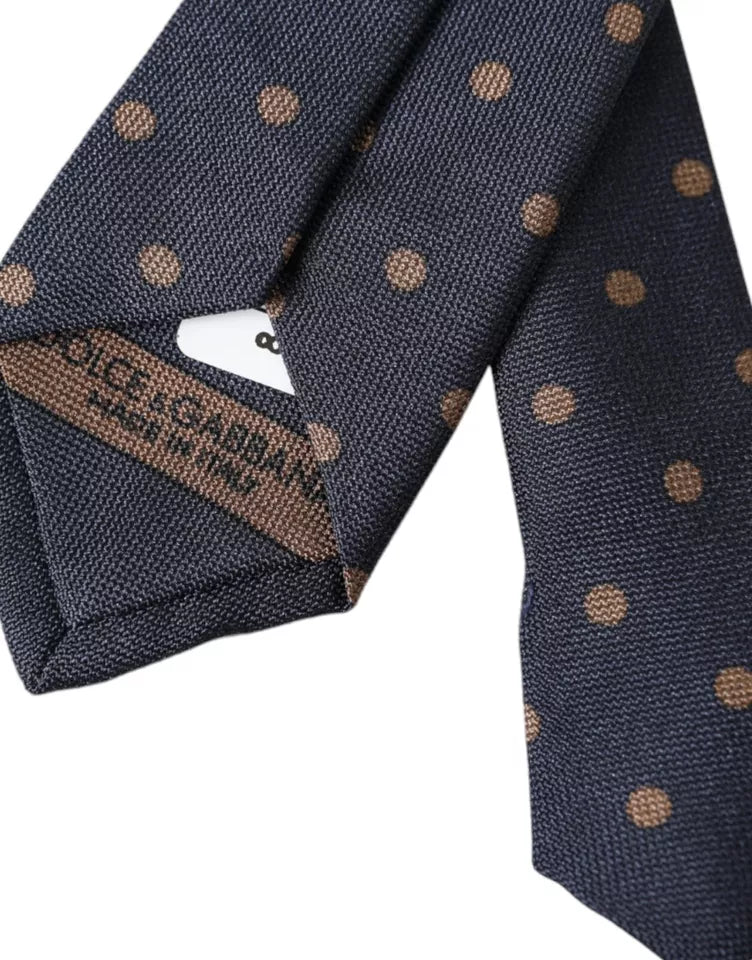 Corbata ajustable de seda de fantasía con lunares negros para hombre