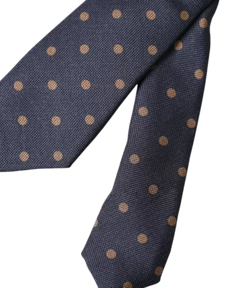 Corbata ajustable de seda de fantasía con lunares negros para hombre