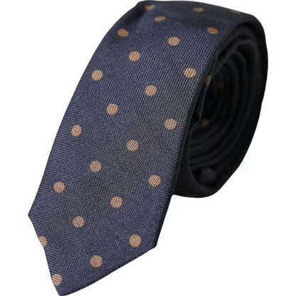 Corbata ajustable de seda de fantasía con lunares negros para hombre