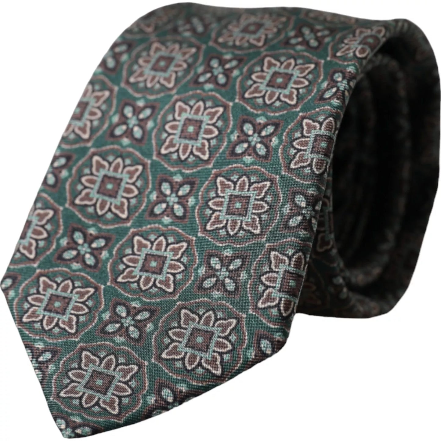 Corbata ajustable para hombre 100 % seda con estampado verde