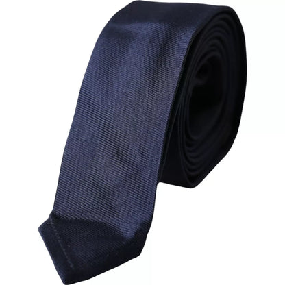 Corbata fina ajustable de seda azul oscuro