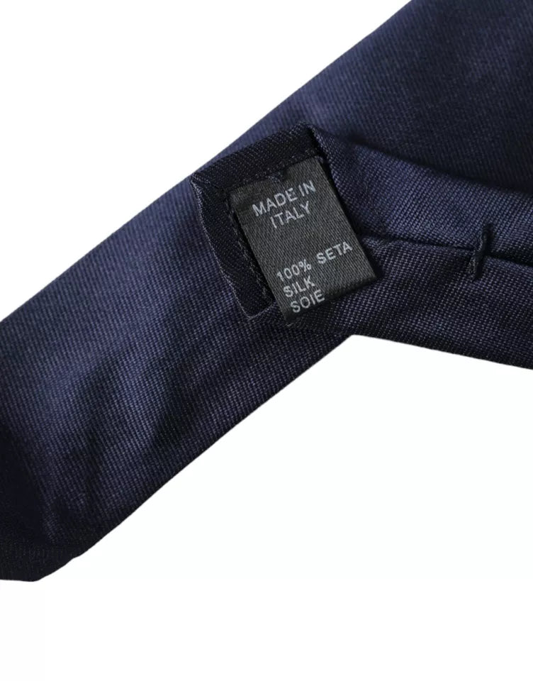 Corbata fina ajustable de seda azul oscuro