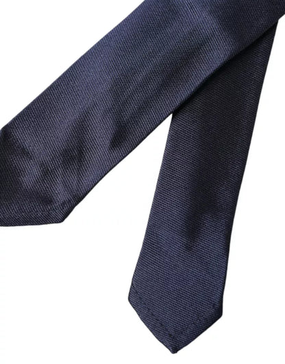 Corbata fina ajustable de seda azul oscuro