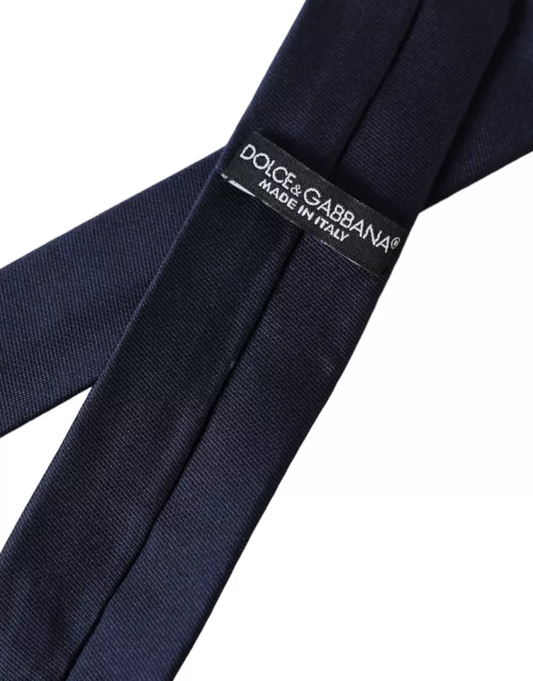 Corbata fina ajustable de seda azul oscuro