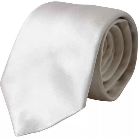 Corbata ajustable de seda satinada blanca para hombre