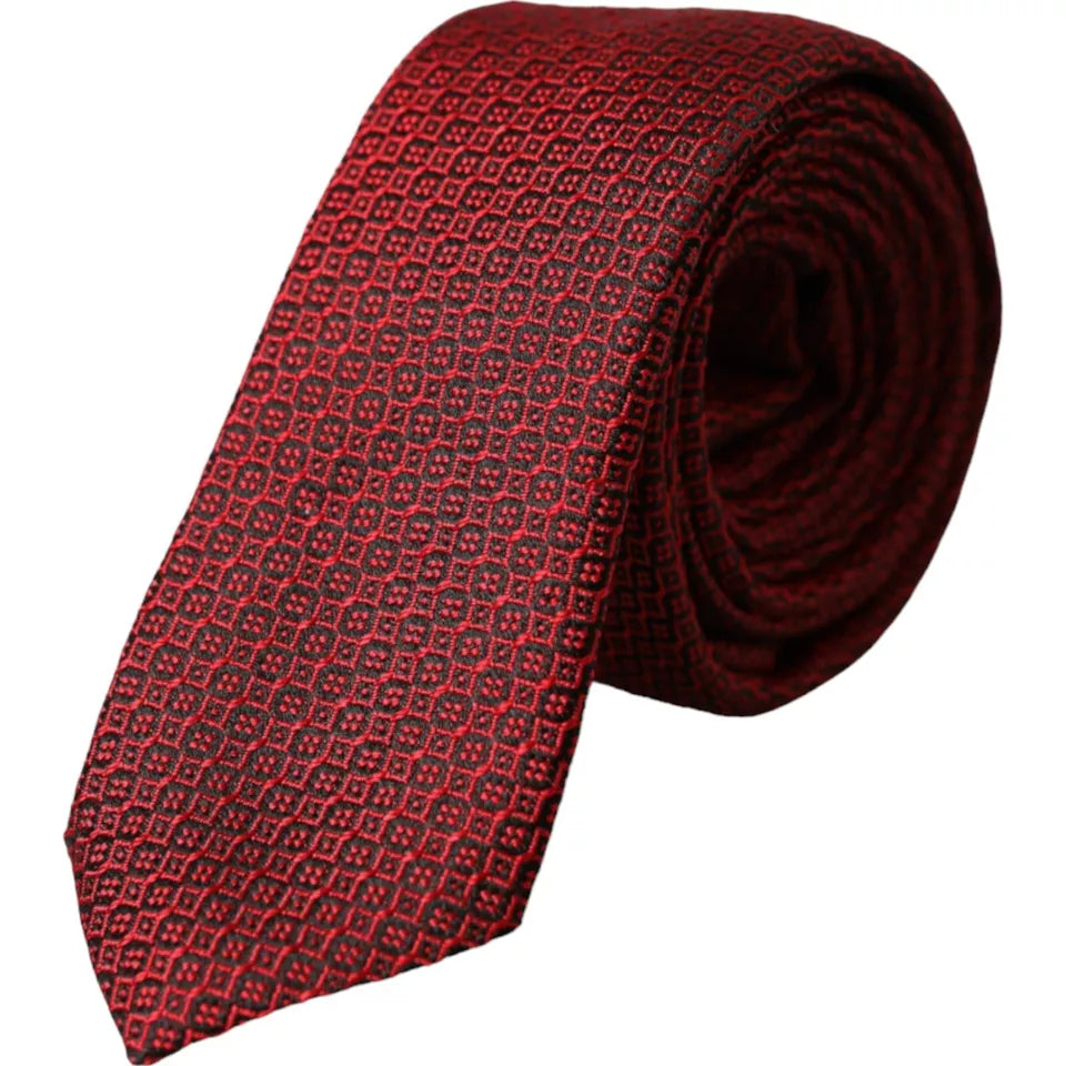 Red Patterned 100% Silk Adjustable Men Tie