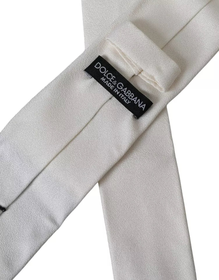 Corbata clásica ajustable de seda blanca para hombre