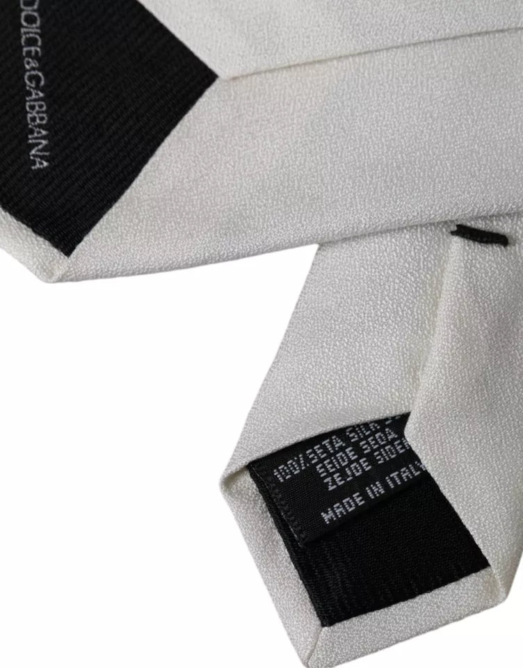 Corbata clásica ajustable de seda blanca para hombre