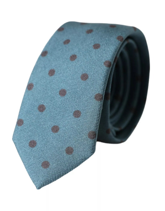 Corbata ajustable de seda con lunares verdes y negros para hombre