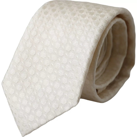 Corbata ajustable de seda color blanco roto para hombre