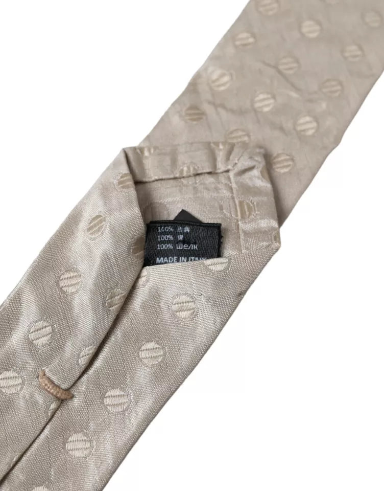 Corbata clásica ajustable de seda con lunares beige para hombre