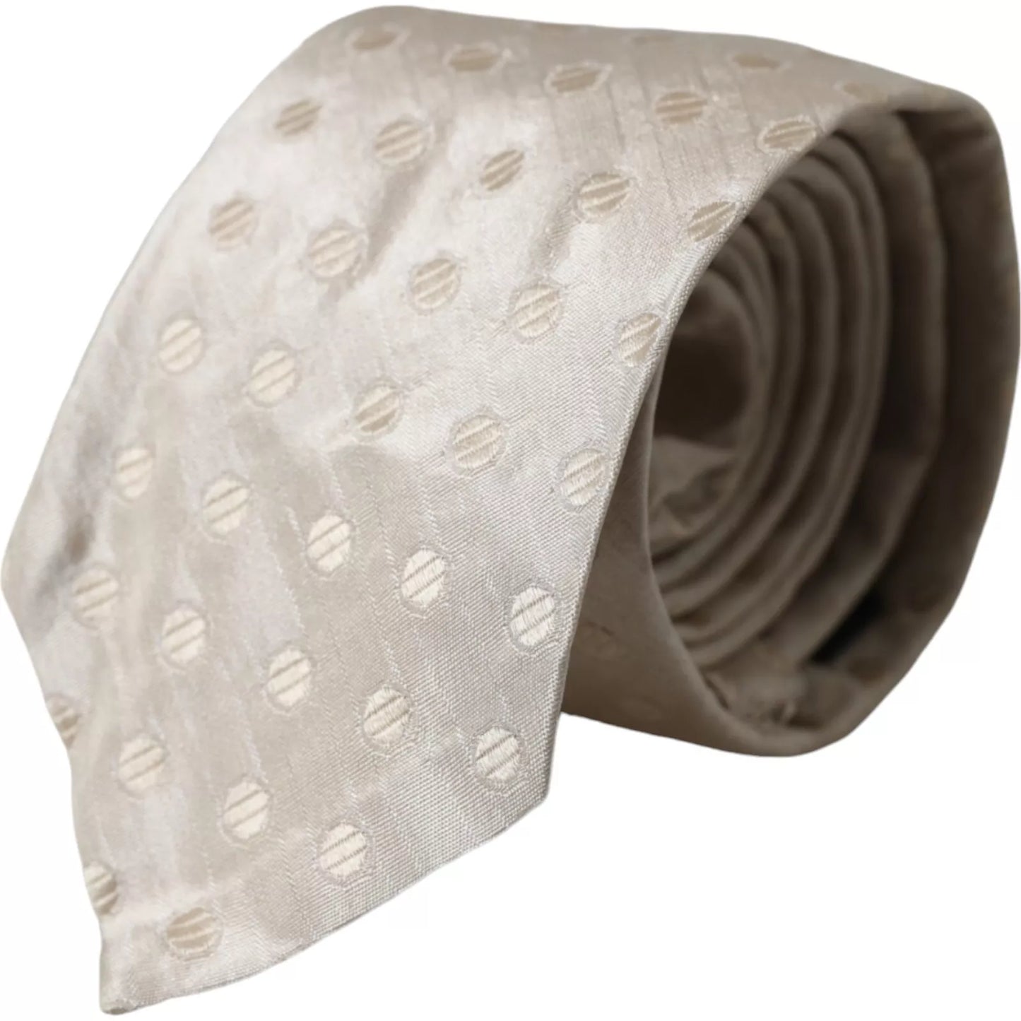 Corbata clásica ajustable de seda con lunares beige para hombre