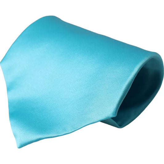 Corbata ancha ajustable de seda satinada azul claro para hombre