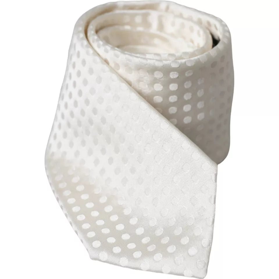 Corbata clásica ajustable de seda con lunares blancos para hombre