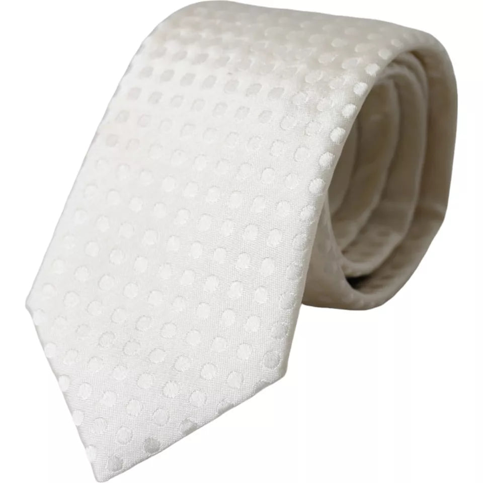 Corbata clásica ajustable de seda con lunares blancos para hombre