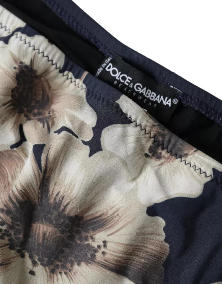 Traje de baño con estampado floral negro, parte inferior de bikini para la playa