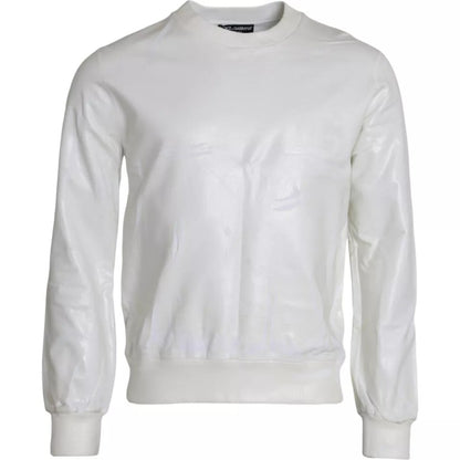 Suéter tipo sudadera de algodón blanco con cuello redondo