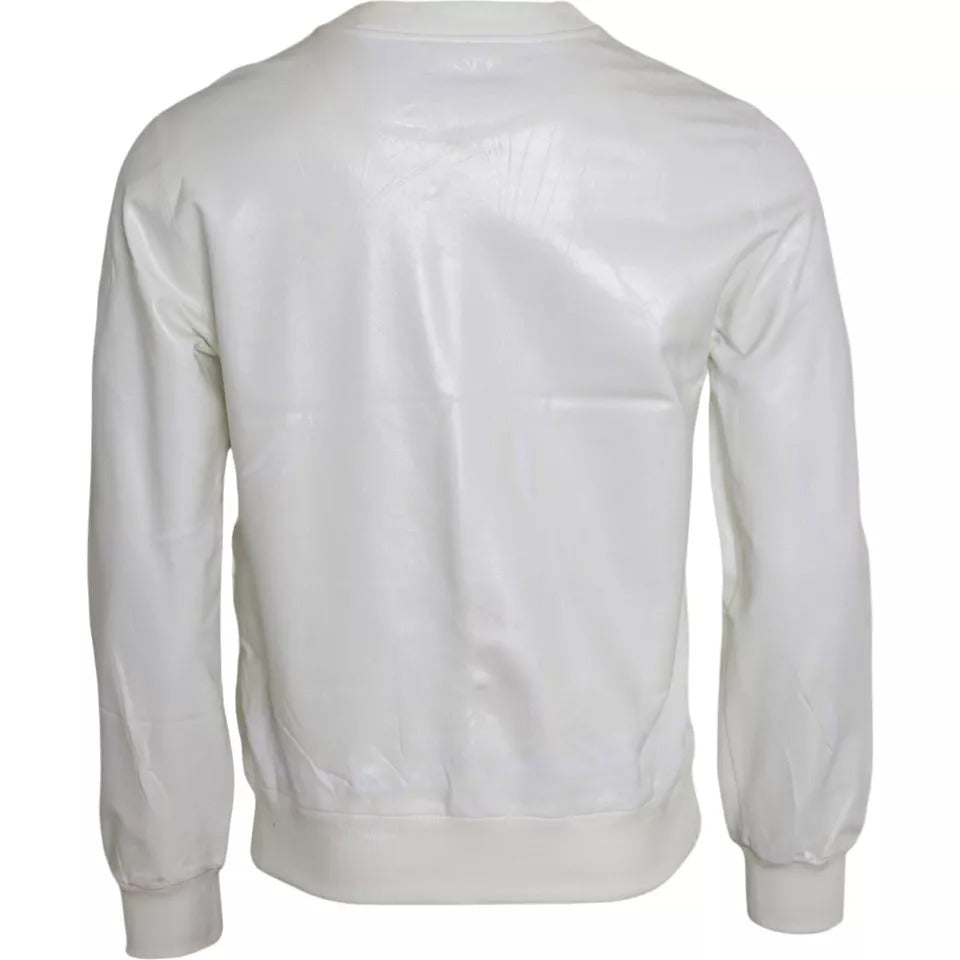 Suéter tipo sudadera de algodón blanco con cuello redondo