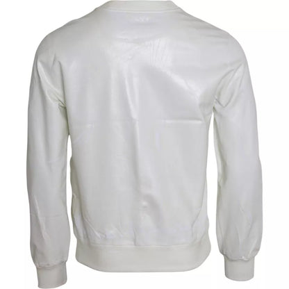 Suéter tipo sudadera de algodón blanco con cuello redondo