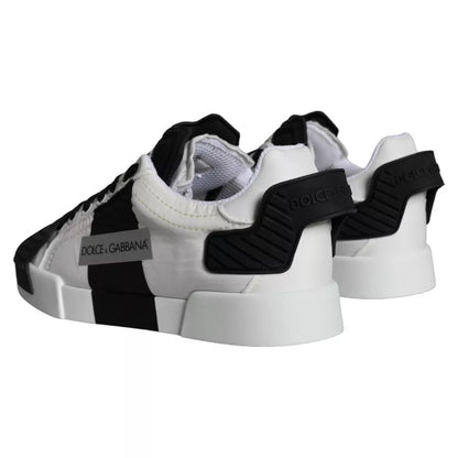 Zapatillas deportivas bajas de piel blanca y negra para mujer