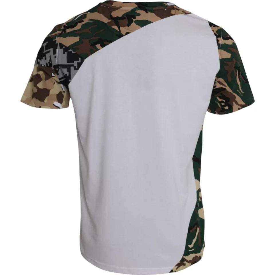 White Camouflage Stars Crew Neck Men T-shirt