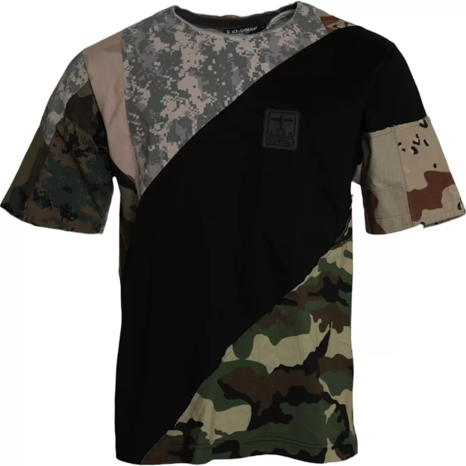 Multicolor Camouflage Cotton Round Neck Men T-shirt