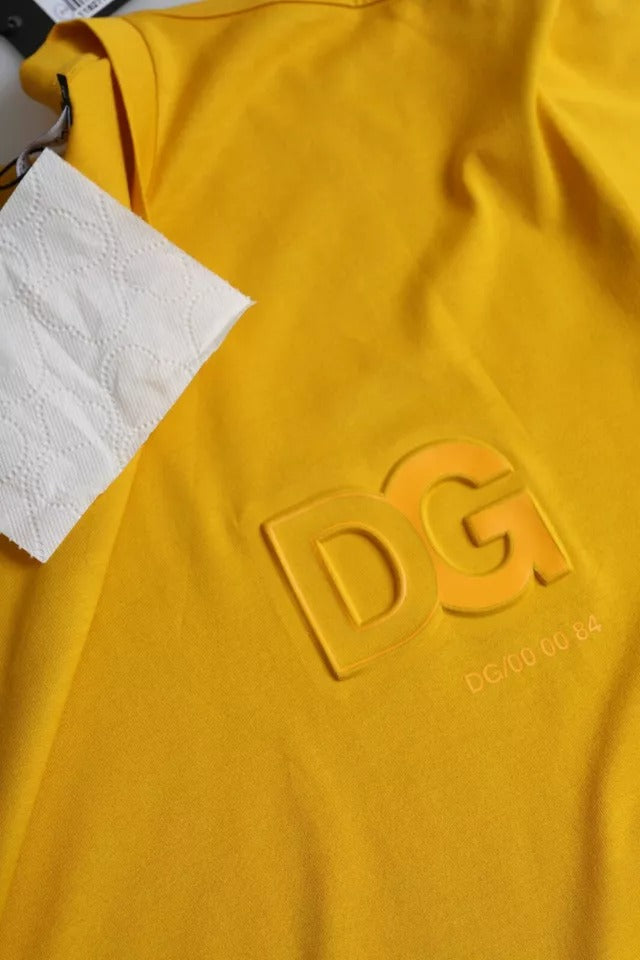 Dark Yellow Logo Cotton Round Neck T-shirt