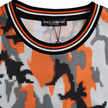 Multicolor Camouflage Cotton Crew Neck Men T-shirt