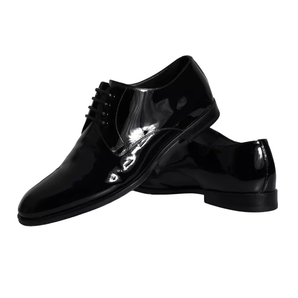 Black Calfskin Leather Derby Men Dress Shoes