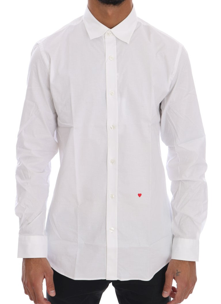 Camisa elegante de algodón de corte entallado en color blanco