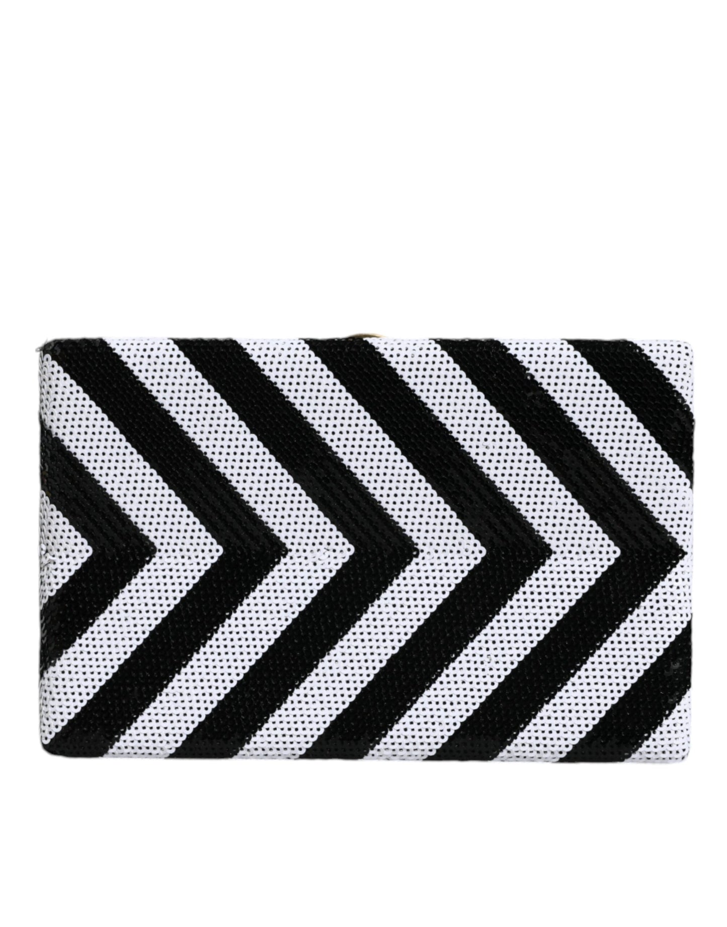 Black White Gold Frame Clutch Evening Party Purse Bag