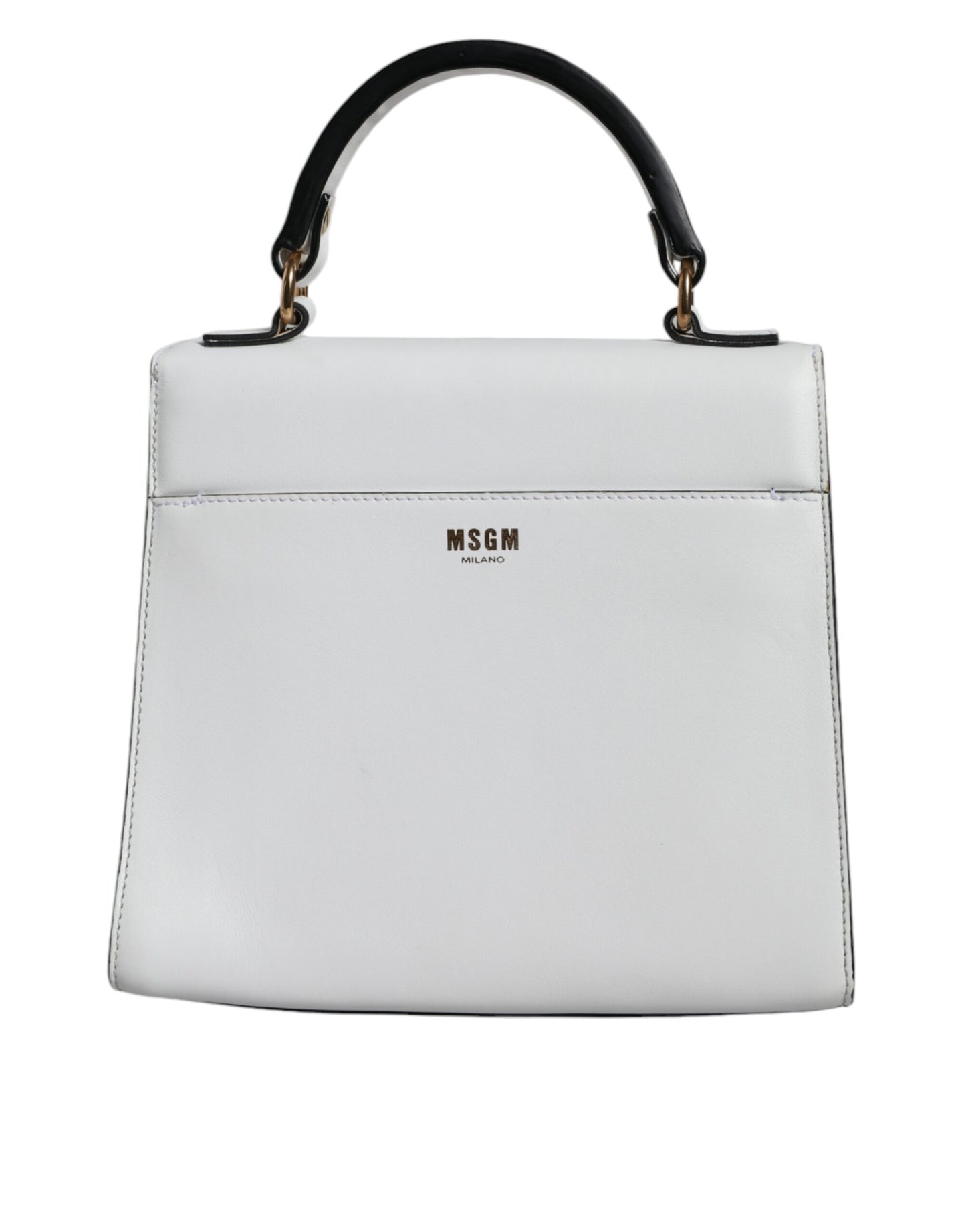 Bolso de mano tipo cartera con asa superior de piel de vacuno blanca