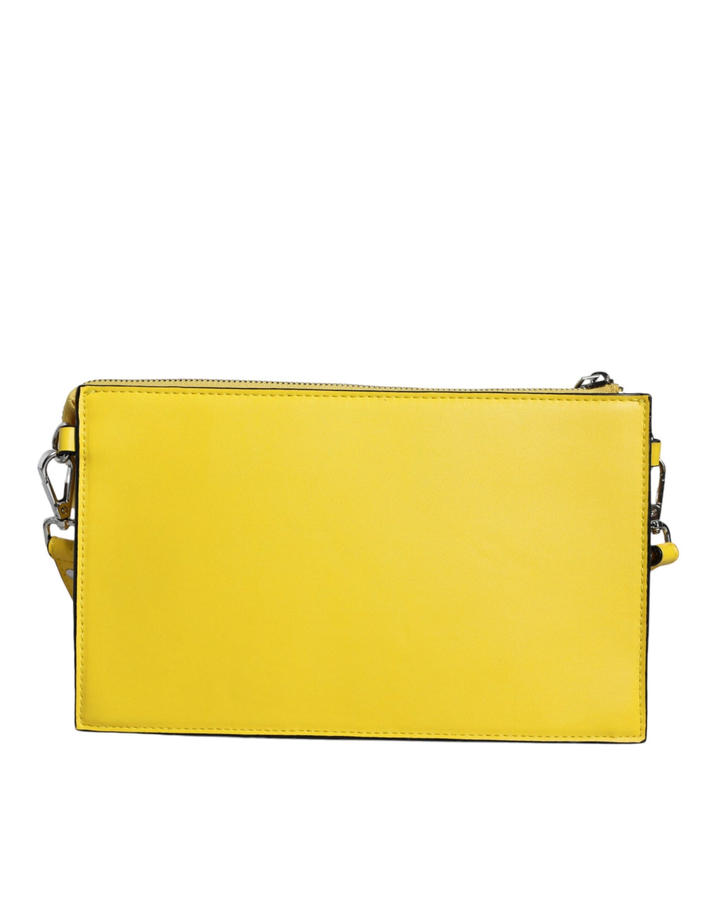 Bolso bandolera de cuero amarillo con logo