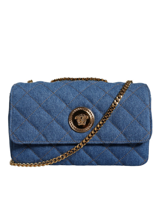 Bolso cruzado de piel vaquera acolchada azul