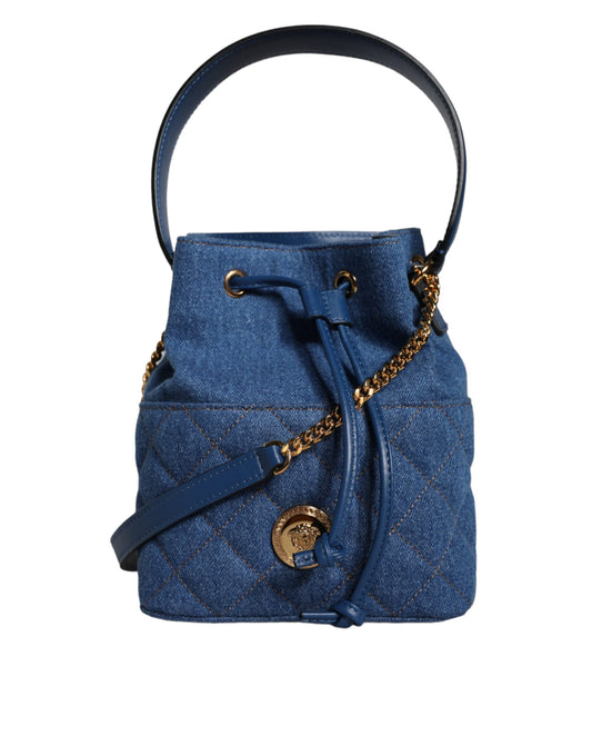 Bolso cruzado de piel vaquera acolchada azul