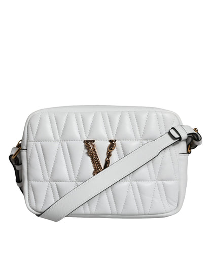 Bolso bandolera de piel de napa acolchada en color blanco