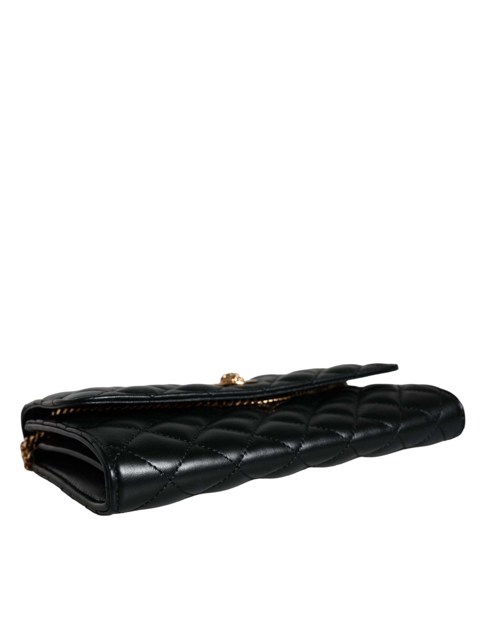 Bolso bandolera de piel de napa acolchada negra