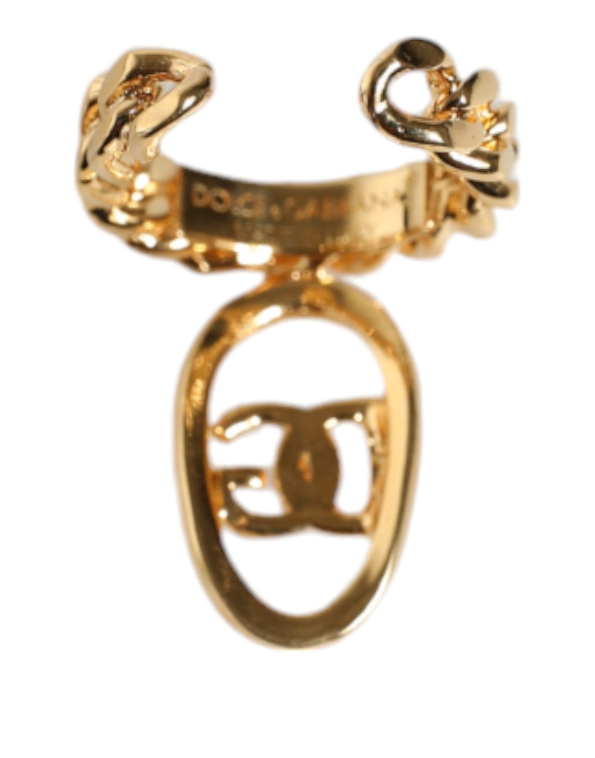 Gold Plated Open DG Logo Curb Chain Ring