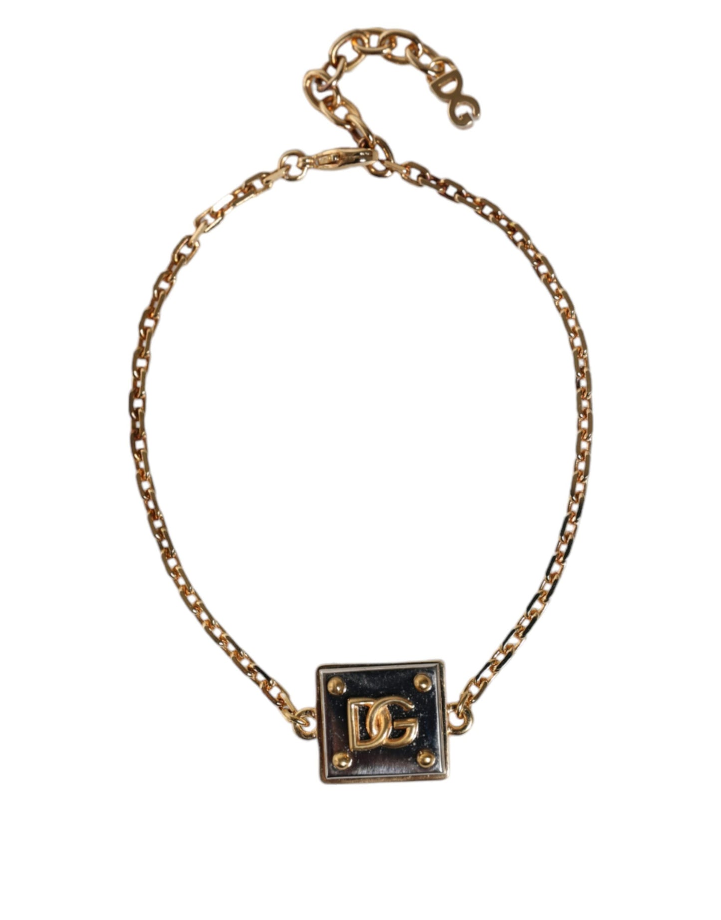 Gold Brass Chain Logo Sicily Pendant Bracelet