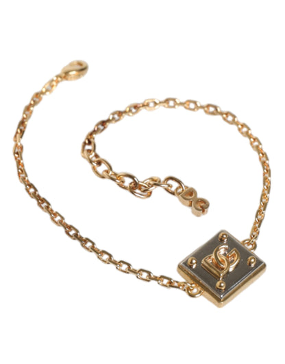 Gold Brass Chain Logo Sicily Pendant Bracelet