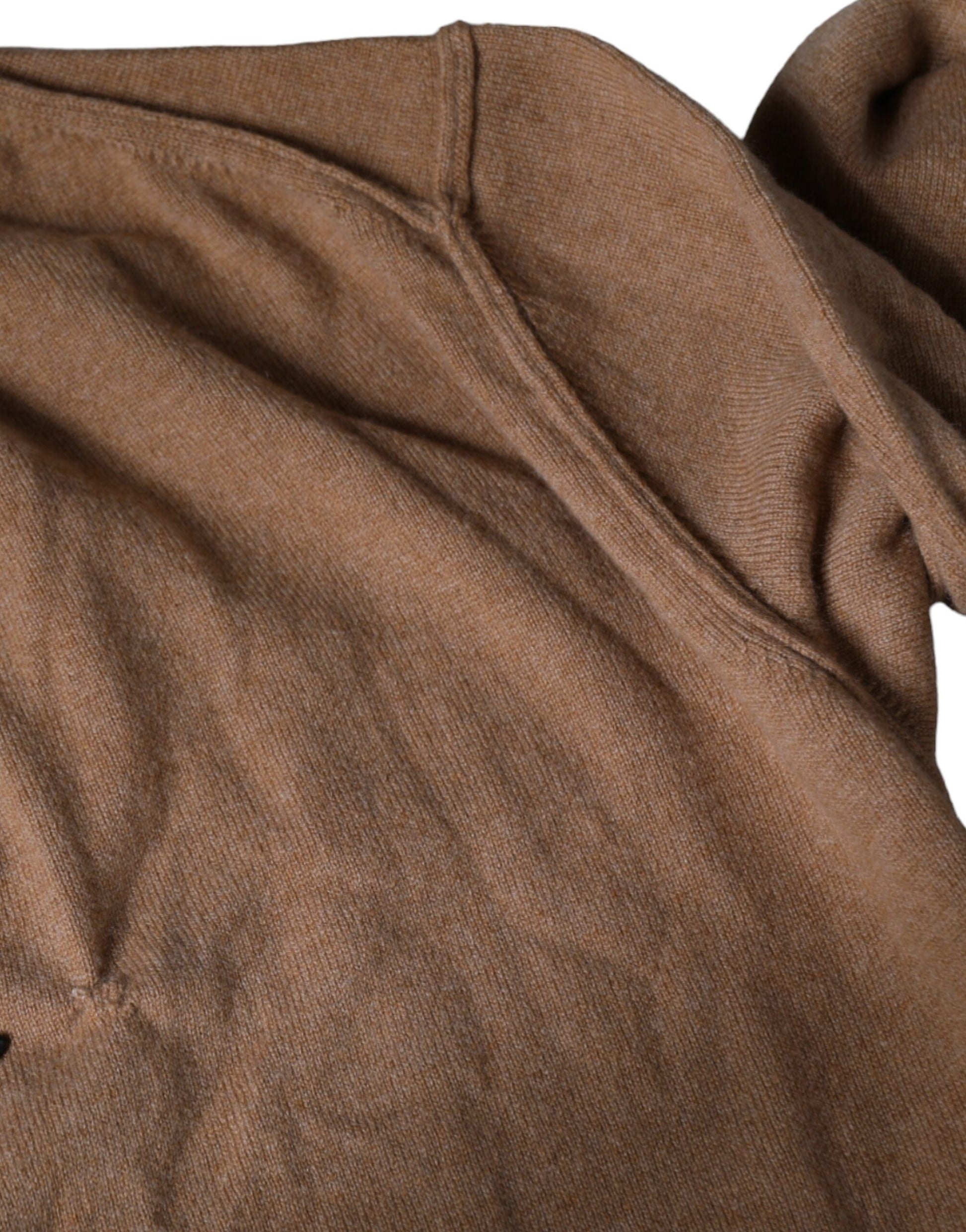 Brown Cashmere Knit V-neck Pullover Sweater