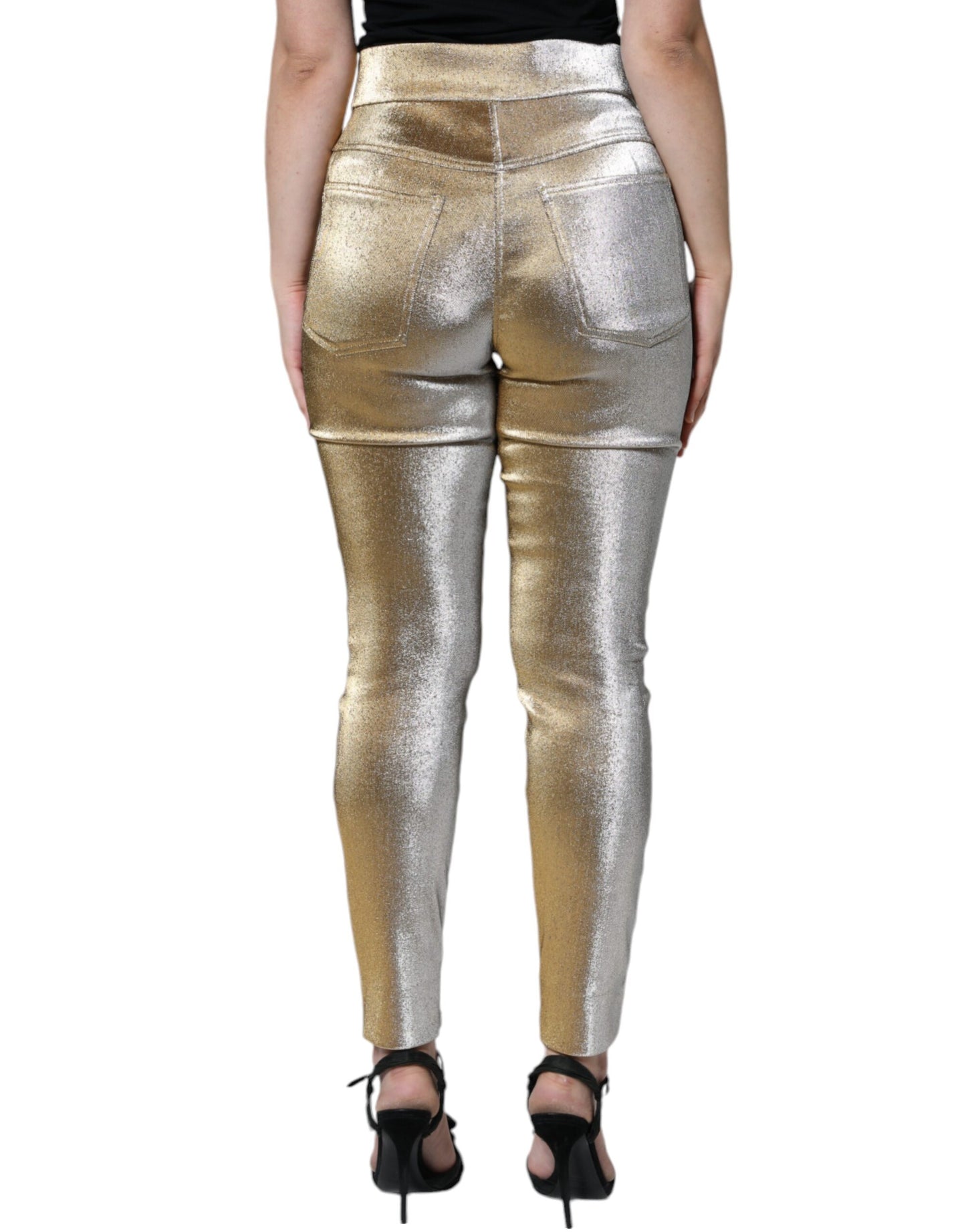 Metallic Gold High Waist Skinny Pants