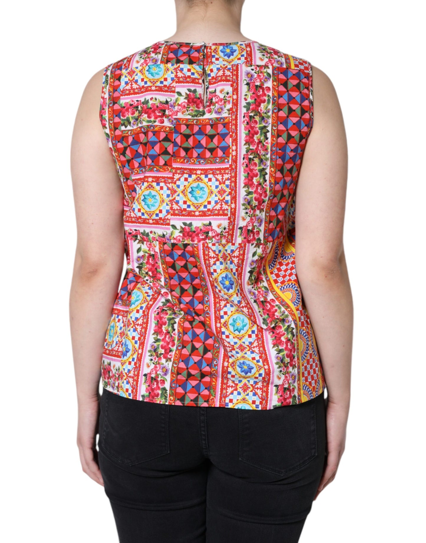 Multicolor Cotton Carretto Floral Tank Top