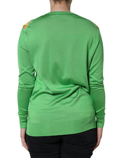 Green Silk Granita Al Limone Long Sleeves Sweater