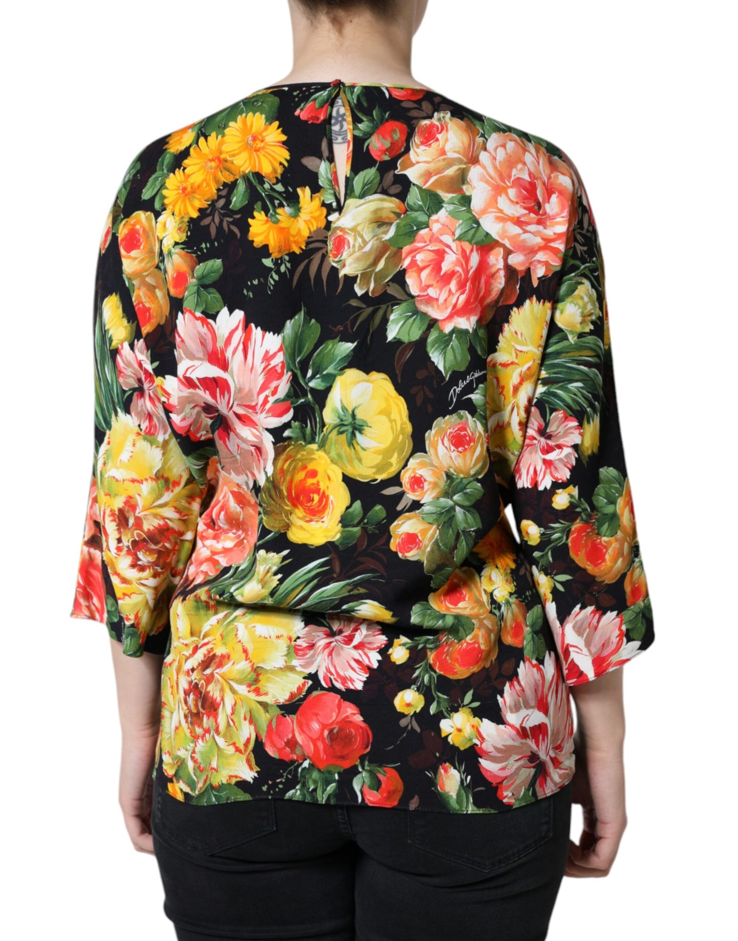 Multicolor Floral Viscose Round Neck Blouse Top