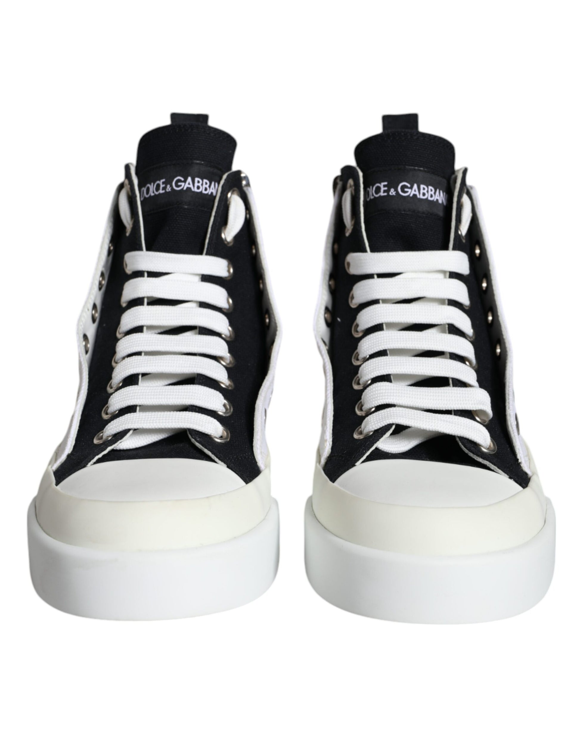 White Black Canvas Logo Mid Top Sneakers Shoes