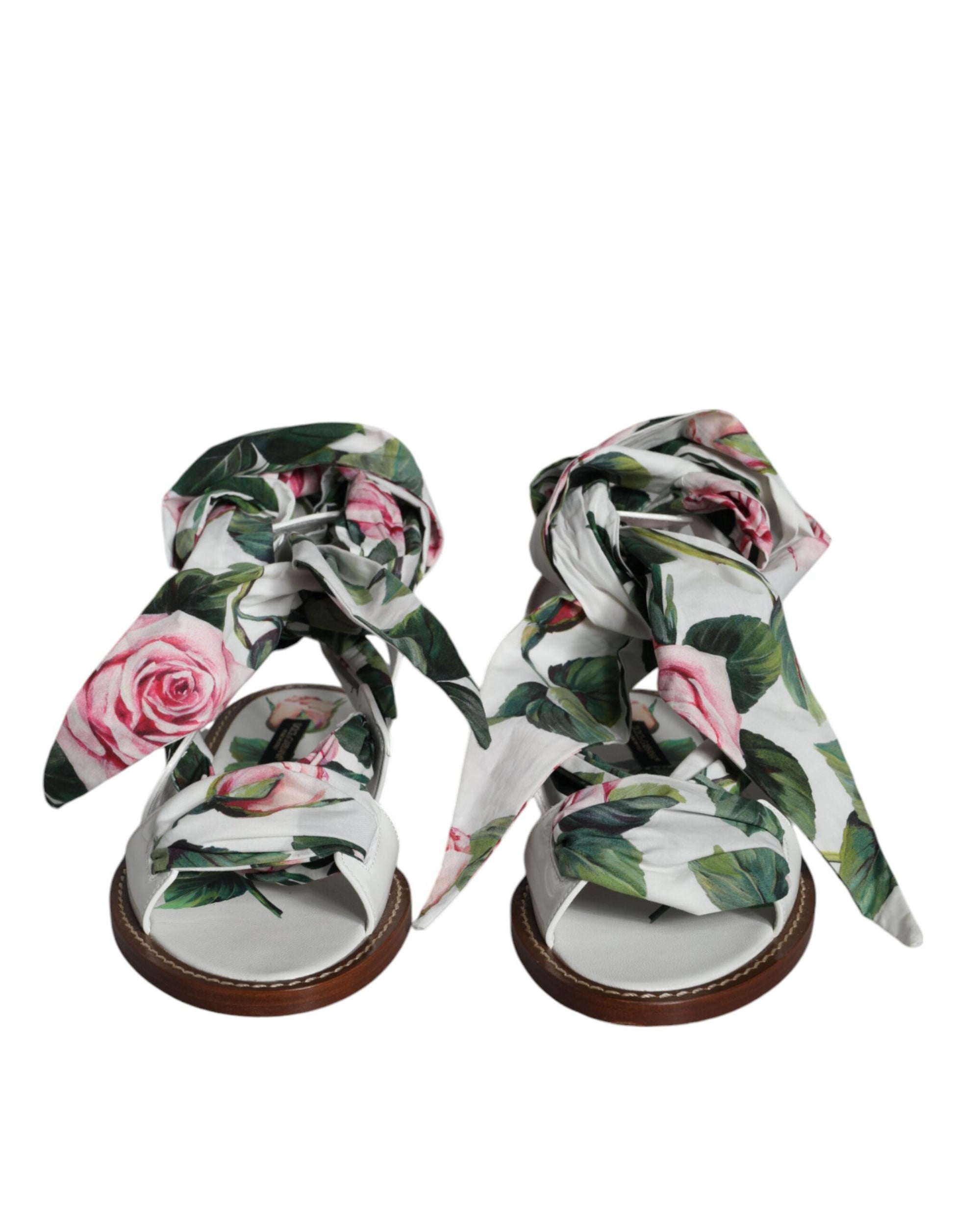 Sandalias cruzadas hasta el tobillo con estampado floral multicolor