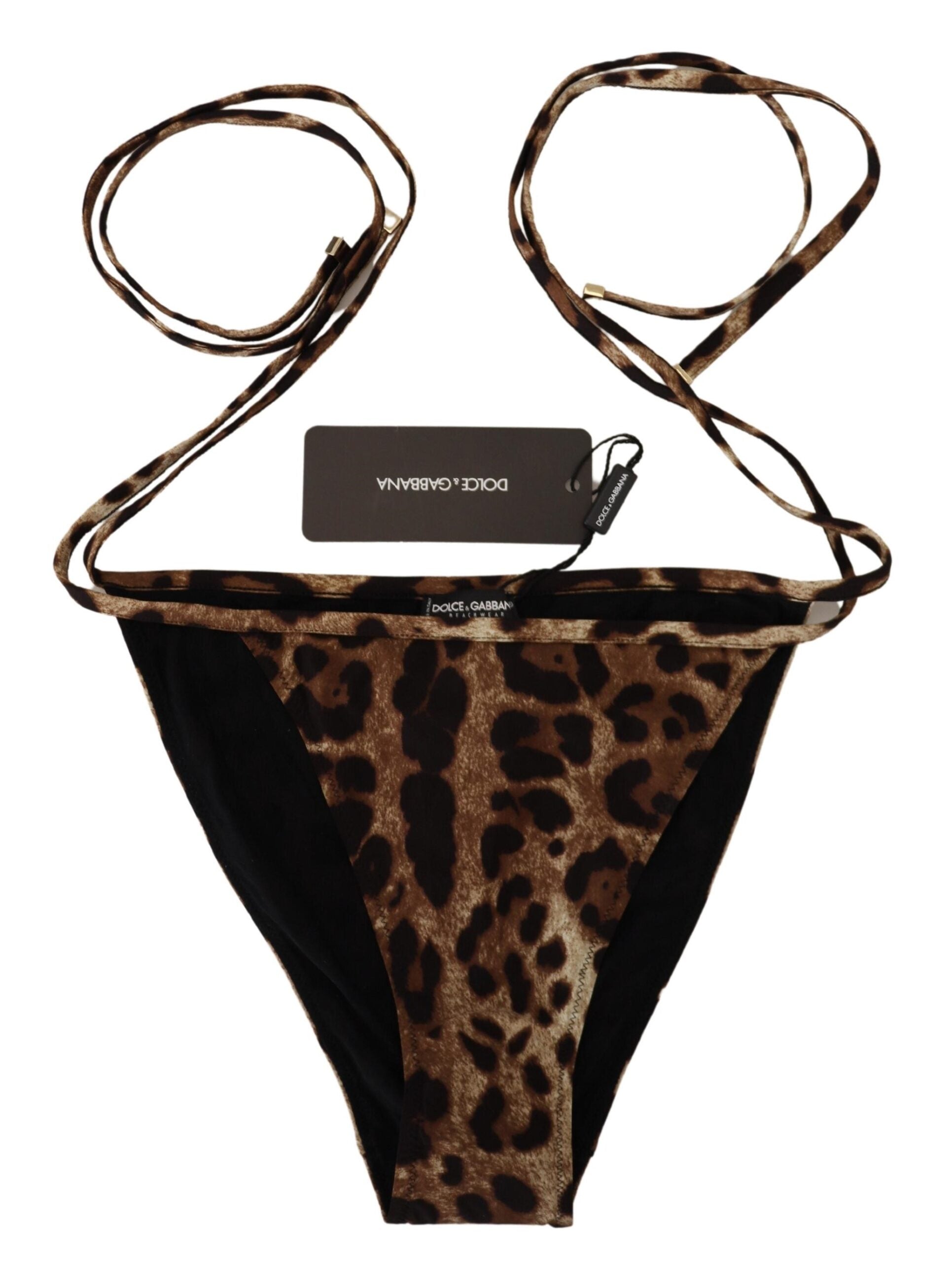 Traje de baño con estampado de leopardo marrón Traje de baño Bikini inferior