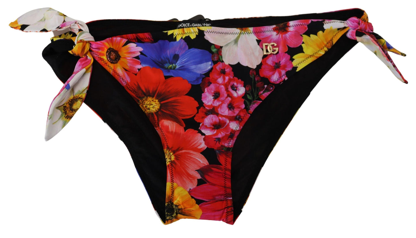 Traje de baño con estampado floral negro, parte inferior de bikini