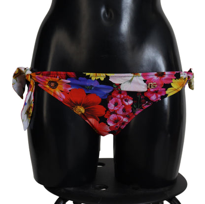 Traje de baño con estampado floral negro, parte inferior de bikini